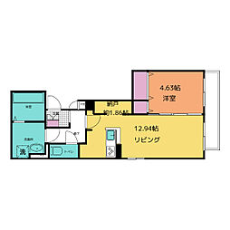 M.K.primor 2階1SLDKの間取り