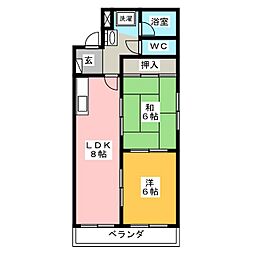 ルグランビル 4階2LDKの間取り