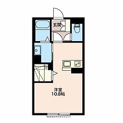 クレールエスパシオ 1階ワンルームの間取り