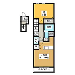 メゾン　ドゥ　エスポワール 2階1LDKの間取り