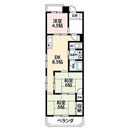 グランドハイツ豊 3階3LDKの間取り