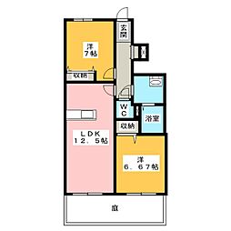 Ｒose 1階2LDKの間取り