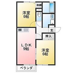 サンセジュールA 2LDKの間取図画像