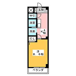 エスポワールカワキタ 1DKの間取図画像