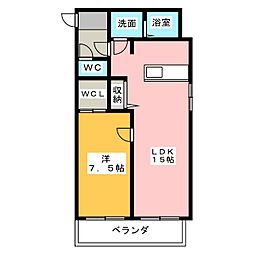 フレンドリー1 1LDKの間取図画像