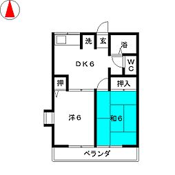 グレースハイツ 2DKの間取図画像