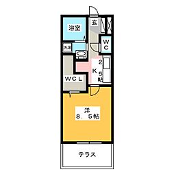 サクラーレ朝日 1Kの間取図画像