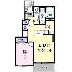 ラ・レコルト 1LDKの間取図画像