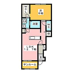 スプリングフィールド3 1LDKの間取図画像
