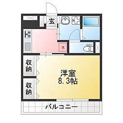 ヴィエント川越 1Kの間取図画像