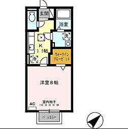 エトワール 1Kの間取図画像