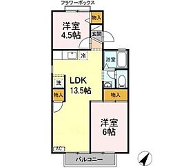 シェレナ山下6 2LDKの間取図画像