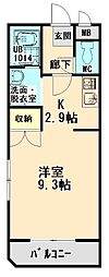 ユーミークレセール ワンルームの間取図画像
