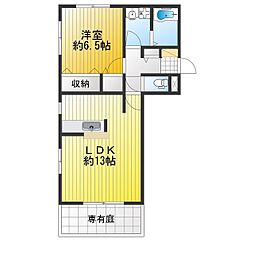 サンウェル北棟 1LDKの間取図画像