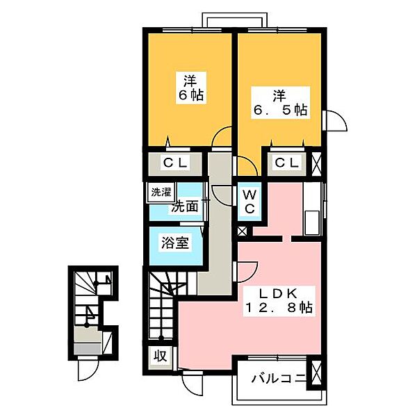 ファインコートA棟 ｜三重県津市江戸橋３丁目(賃貸アパート2LDK・2階・62.58㎡)の写真 その2