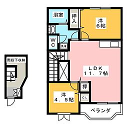 パルク・ド・ポワール　Ｂ棟 2階2LDKの間取り