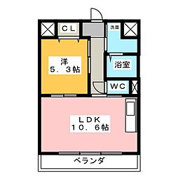 塔世西裏ＭＳビル 5階1LDKの間取り
