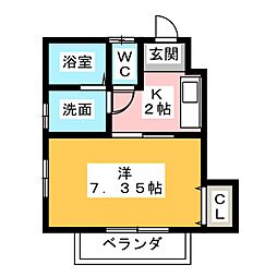 ラ・アンジェ中野 1階1Kの間取り