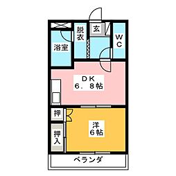 サンタプレイス 1DKの間取図画像