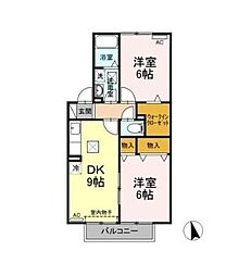 ノースステラ　Ｂ 1階2DKの間取り