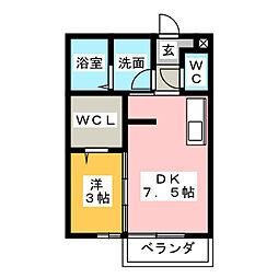 モナリエ栄 1階1DKの間取り