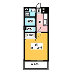 ブルースカイマンションX 5階1Kの間取り