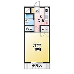 コーポフィルネット 1Kの間取図画像