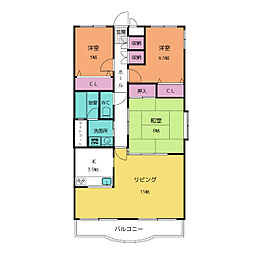 ドムス喜兵衛 宙の棟 2階3LDKの間取り