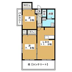 サン・シャイン 1階2LDKの間取り