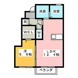 グレイスアベニュー一身田Ａ 1階1LDKの間取り