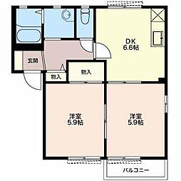 クレイドルY 2DKの間取図画像
