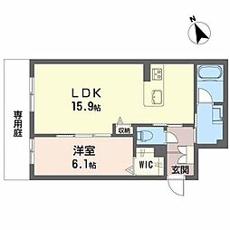 南丸之内　ＳｈａＭａｉｓｏｎ　Ｈｉｌｌｓ 1階1LDKの間取り