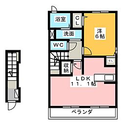 パークサイド花水木 1LDKの間取図画像