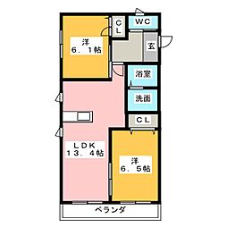 ルミエール 2LDKの間取図画像