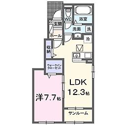 ル・ポール南新町 A 1LDKの間取図画像