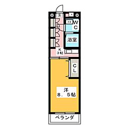 シティーフラット中村 1Kの間取図画像