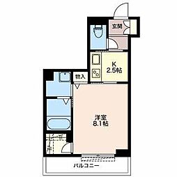 Grandporte津新町 1Kの間取図画像