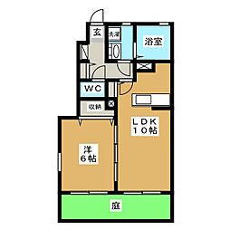 グレイスプレジオB 1LDKの間取図画像