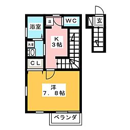 ベルフォーレ新町 1Kの間取図画像