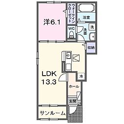ヴィラ フェリシアII 1LDKの間取図画像