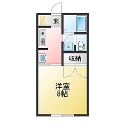 三重津市時田ハウスB 1Kの間取図画像