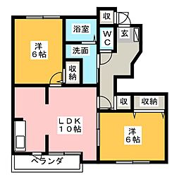サンライトM・K1 2LDKの間取図画像