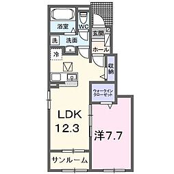 ヴィラ フェリシアI 1LDKの間取図画像