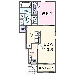 ヴィラ フェリシアII 1LDKの間取図画像