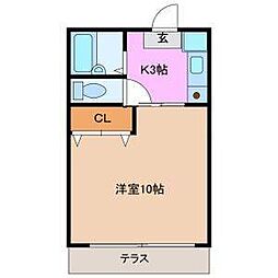 サン・ライズ中村 1Kの間取図画像