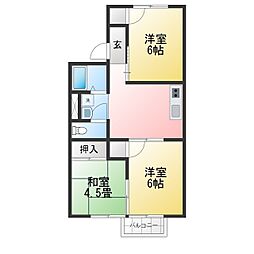 コーポファミリー 3DKの間取図画像