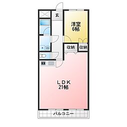 ドゥナーレ津 1LDKの間取図画像