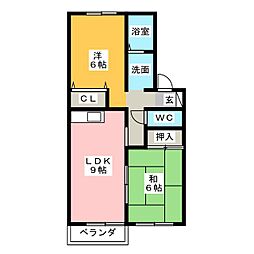 ロイヤルガーデンB 2LDKの間取図画像