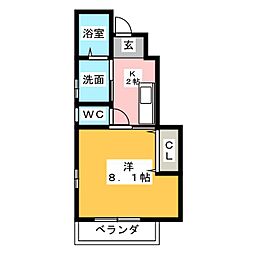 ビラアカシア 1Kの間取図画像