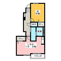 y.yロータスB 1LDKの間取図画像